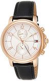 Tommy Hilfiger Claudia White Dial Black Leather Strap Watch for Women - 1781817