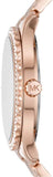 Michael Kors Layton Three Hand Silver Dial Rose Gold Steel Strap Watch For Women - MK7297