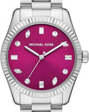 Michael Kors Lexington Three-Hand Pink Dial Silver Steel Strap Watch For Women - MK7443