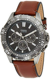 Fossil Garrett Chronograph Grey Dial Brown Leather Strap Watch for Men - FS5770