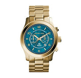 Michael Kors Runway Stop Hunger Blue Dial Gold Steel Strap Watch for Men - MK8315