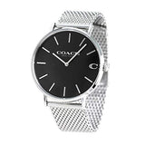 Coach Charles Black Dial Silver Mesh Bracelet Watch for Men - 14602144