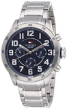 Tommy Hilfiger Trent Chronograph Blue Dial Silver Steel Strap Watch for Men - 1791053