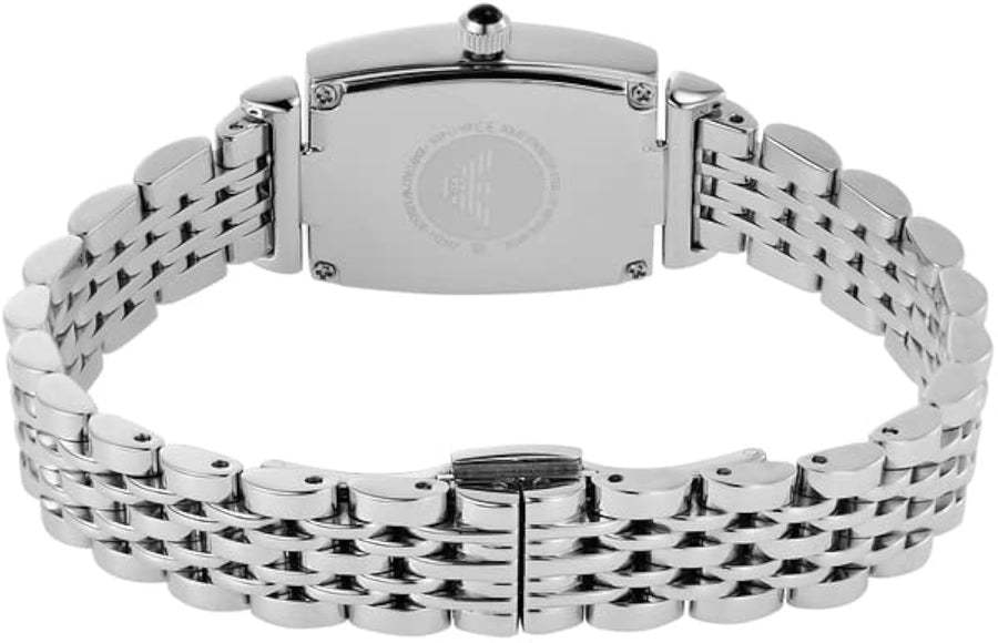Emporio Armani Gianni T-Bar Quartz White Dial Silver Steel Strap Watch For Women - AR11405