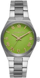 Michael Kors Lennox Three-Hand Green Dial Silver Steel Strap Watch for Women - MK7463