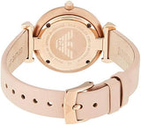 Emporio Armani Gianni T-Bar Quartz Rose Gold Dial Pink Leather Strap Watch For Women - AR11001