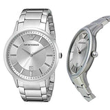 Emporio Armani Classic Quartz Silver Dial Silver Steel Strap Watch For Men - AR2478