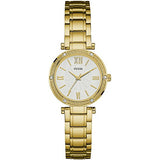 Guess Park Ave South Analog White Dial Gold Steel Strap Watch For Women - W0767L2