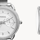 Fossil Tailor White Dial Silver Steel Strap Watch for Women - ES4262