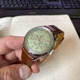 Breitling Premier B09 Chronograph 40 Green Dial Brown Leather Strap Watch for Men - AB0930D31L1P1