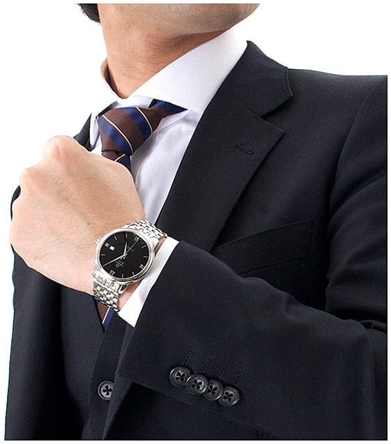 Omega De Ville Prestige Co-Axial Black Dial Silver Steel Strap Watch for Men - 424.10.40.20.01.001