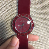Marc Jacobs Amy Red Dial Burgundy Leather Strap Watch for Women - MBM1162