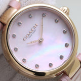 Coach Hayley Mother of Pearl Pink Dial Pink Leather Strap Watch for Women - 14503537