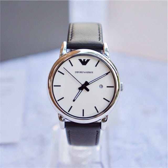 Emporio Armani Luigi White Dial Black Leather Strap Watch for Men - AR1694