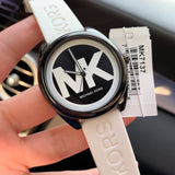 Michael Kors Janelle Three Hand Black Dial White Rubber Strap Watch For Women - MK7137