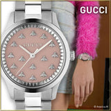 Gucci G Timeless Quartz Pink Dial Silver Steel Strap Watch for Women - YA1265033