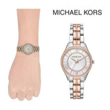 Michael Kors Lauryn Mother of Pearl Dial Two Tone Steel Strap Watch For Women - MK3979