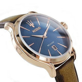 Maserati Epoca Blue Dial Brown Leather Strap Watch For Men - R8851118001