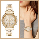 Michael Kors Sofie Chronograph Quartz Gold Dial Gold Steel Strap Watch For Women - MK6559