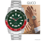 Gucci Dive Quartz Green Dial Silver Steel Strap Watch For Men - YA136222