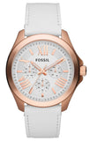 Fossil Cecile White Dial White Leather Strap Watch for Women - AM4486