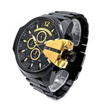 Diesel Mega Chief Chronograph Black Dial Black Steel Strap Watch For Men - DZ4338