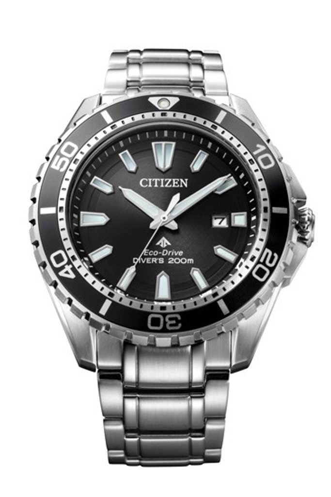 Citizen Promaster Diver Chronograph Black Dial Silver Steel Strap Watch For Men - BN0190-82E
