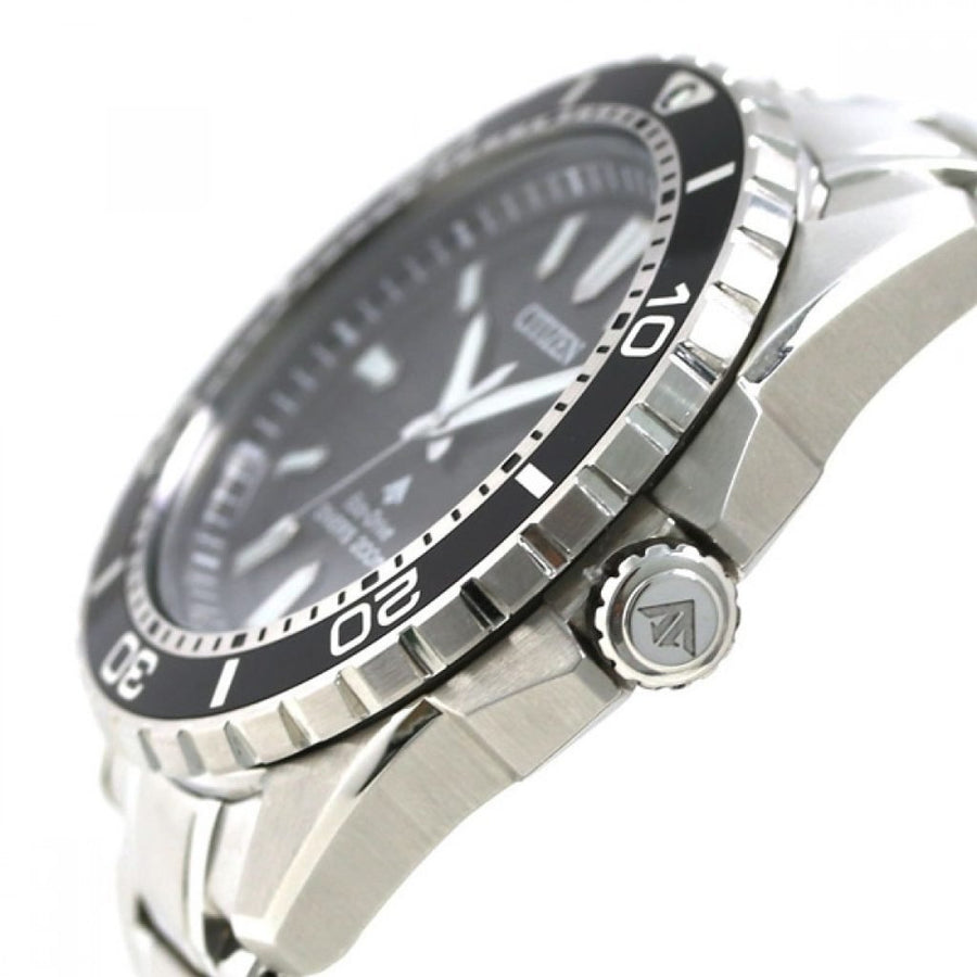 Citizen Promaster Diver Chronograph Black Dial Silver Steel Strap Watch For Men - BN0190-82E