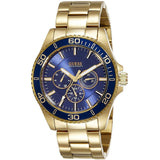 Guess Chaser Multifunction Blue Dial Gold Steel Strap Watch for Men - W0172G5