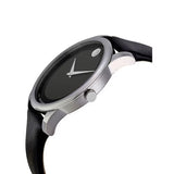 Movado Museum Black Dial Black Leather Strap Watch For Men - 606502