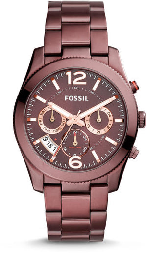 Fossil Perfect Boyfriend Multifunction Maroon Dial Maroon Steel Strap Watch for Women - ES4110