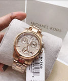 Michael Kors Runway Chronograph Rose Gold Dial Rose Gold Steel Strap Watch for Women - MK5430