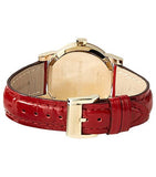 Burberry The City Gold Dial Red Leather Strap Watch for Women - BU9140