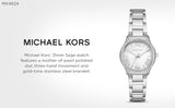 Michael Kors Sage Three-Hand Mother of Pearl White Dial Silver Steel Strap Watch for Women - MK4824