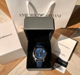 Emporio Armani Luigi Automatic Blue Dial Blue Leather Strap Watch For Men - AR60030