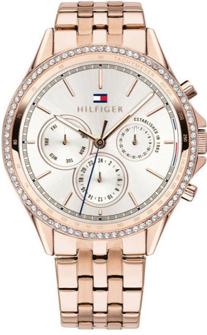 Tommy Hilfiger Ari Diamonds Silver Dial Rose Gold Steel Strap Watch for Women - 1781978