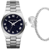 Michael Kors Channing Midnight Blue Dial Silver Steel Strap Watch for Women - MK6113