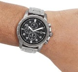 Fossil Dean Chronograph Black Dial Black Steel Strap Watch for Men - FS4721