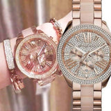 Michael Kors Wren Crystals Rose Gold Dial Rose Gold Steel Strap Watch for Women - MK6096