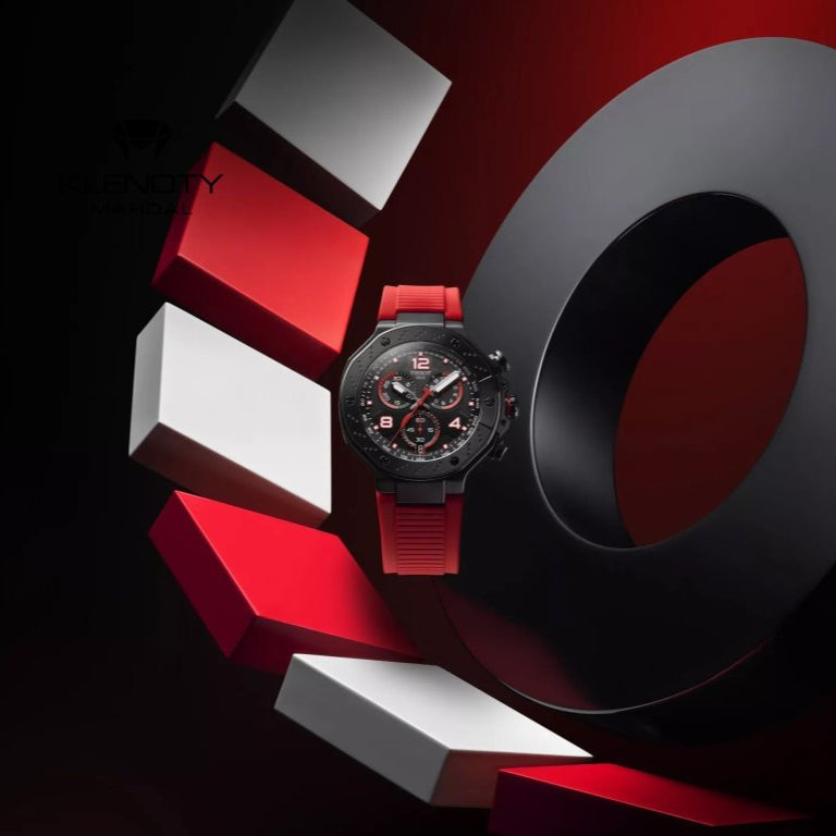 Tissot T Race Chronograph Black Dial Red Rubber Strap Watch For Men - T141.417.37.057.01