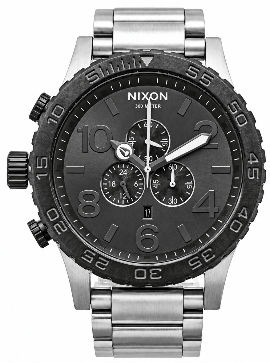 Nixon 51-30 Chrono Grey Dial Silver Steel Strap Watch for Men - A083-1762