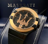 Maserati Potenza Quartz Black Dial Black Leather Strap Watch For Men - R8851108032