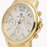 Tommy Hilfiger Claudia White Dial Gold Steel Strap Watch for Women - 1781742