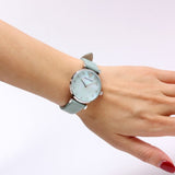 Emporio Armani Gianni T Bar Mother Of Pearl Blue Dial Blue Leather Strap Watch For Women - AR1959