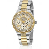 Guess Viva Diamonds Silver Dial Two Tone Steel Strap Watch for Women - W0111L5