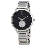 Michael Kors Portia Black Dial Silver Steel Strap Watch for Women - MK3638