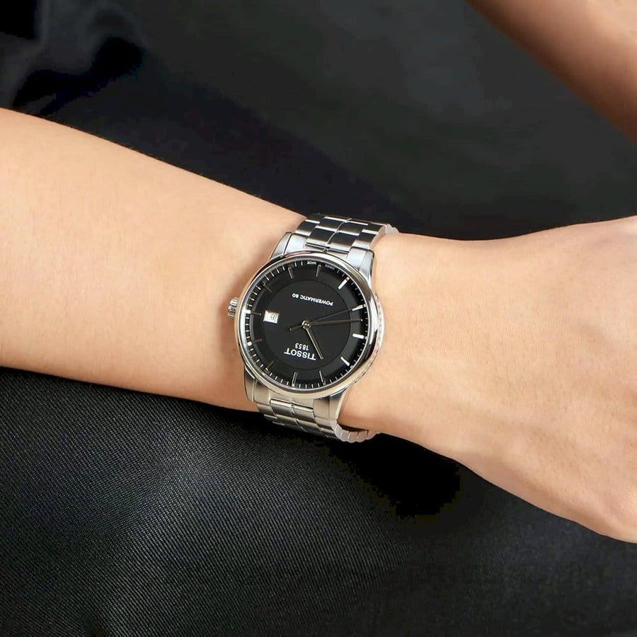 Tissot Luxury Powermatic 80 Black Dial Silver Steel Strap Watch For Men - T086.407.11.051.00