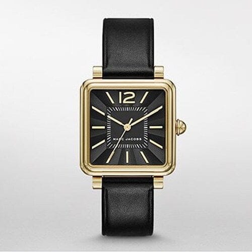 Marc Jacobs Vic Black Dial Black Leather Strap Watch for Women - MJ1522