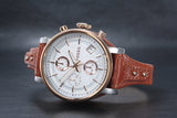 Fossil Boyfriend Chronograph White Dial Brown Leather Strap Watch for Women - ES3837