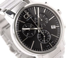 Calvin Klein Post Minimal Chronograph Black Dial Silver Steel Strap Watch for Men - K7627161